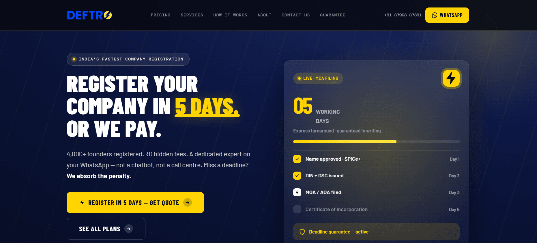 Deftro — website hero