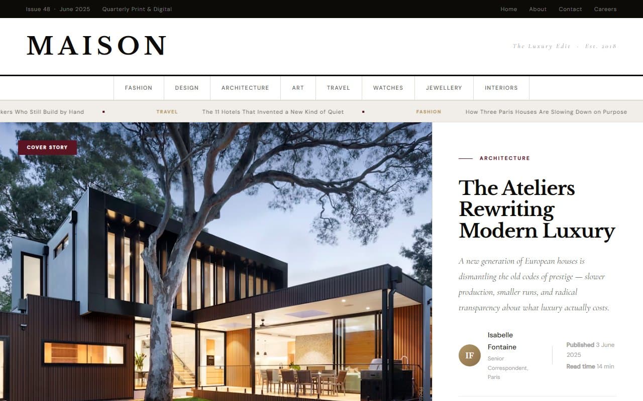 Maison Magazine — website hero