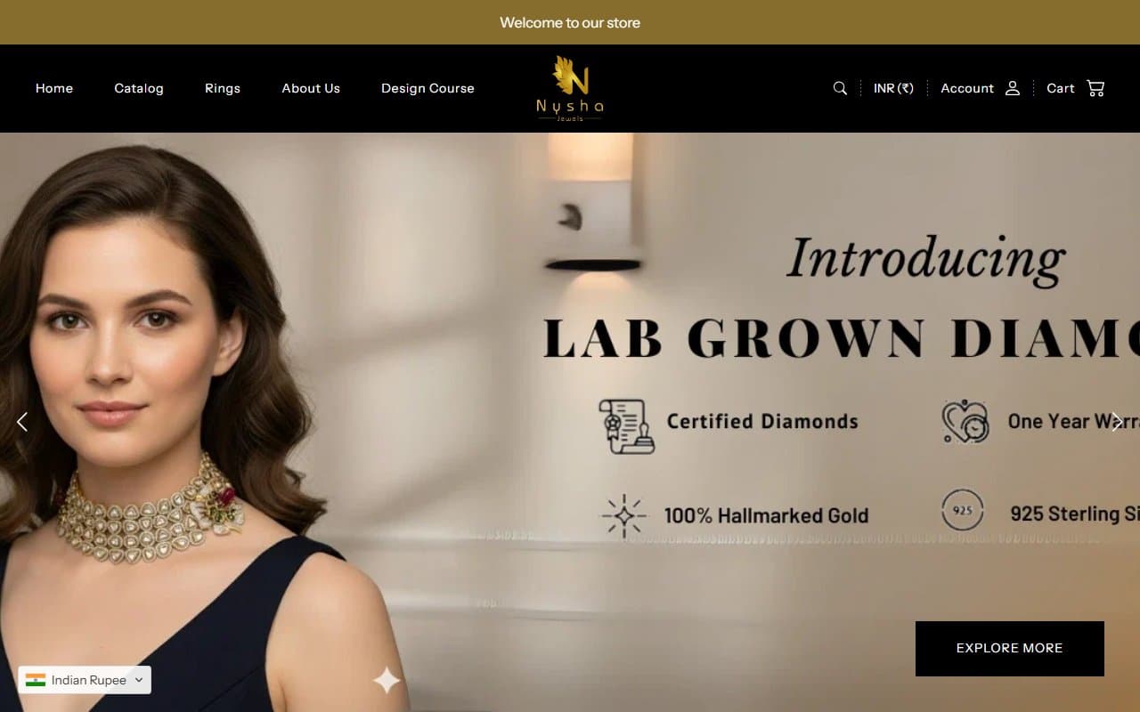 NYSHA Jewellery — website hero