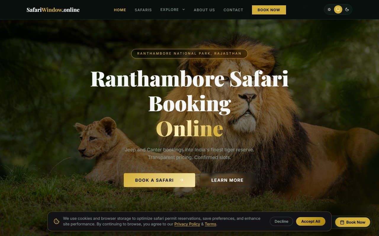 Safari Window — website hero